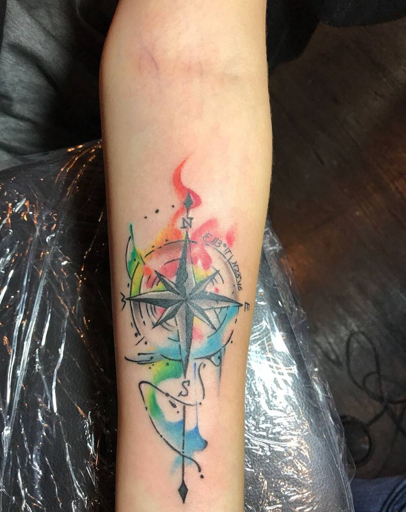 指南针纹身图片