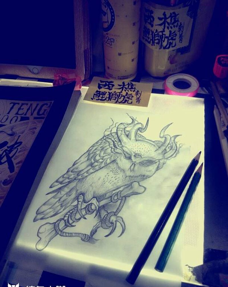 猫头鹰纹身图片