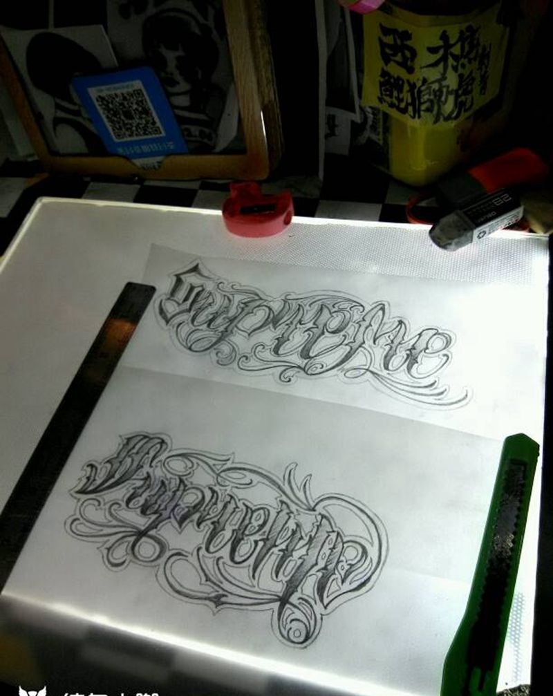 奇卡诺花体纹身图片