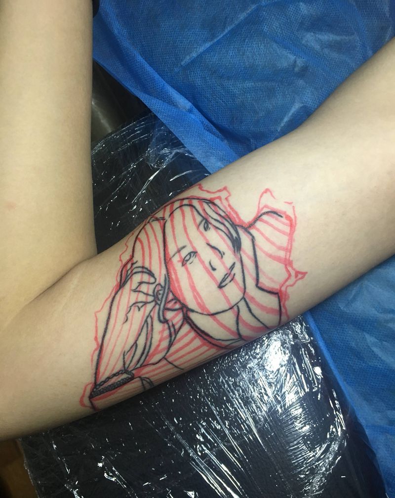 淡忘纹身图片_手臂欧美写实几何纹身图案