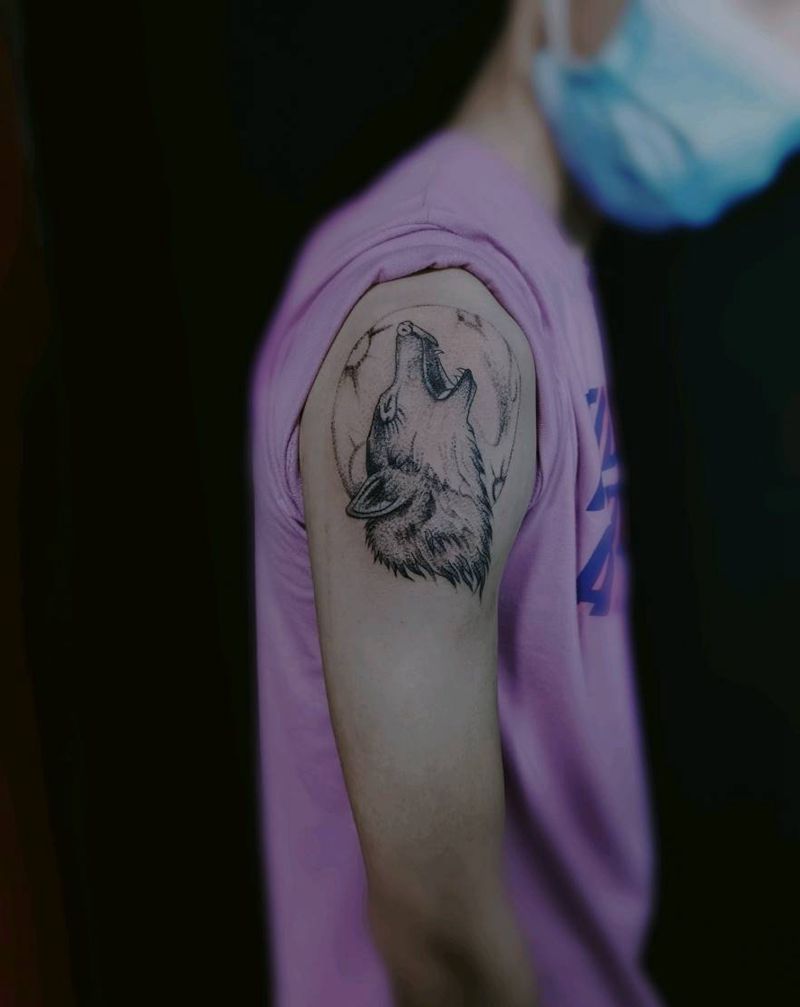狼头纹身图片_新传统纹身图案