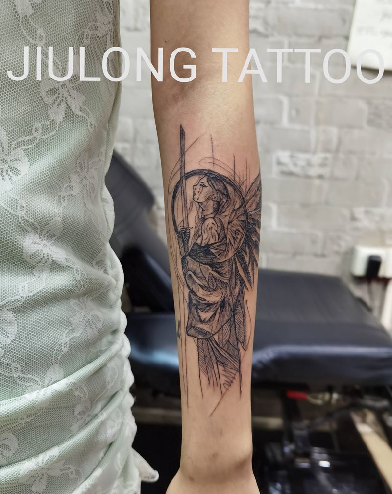 女武士纹身图片_手臂纹身图案