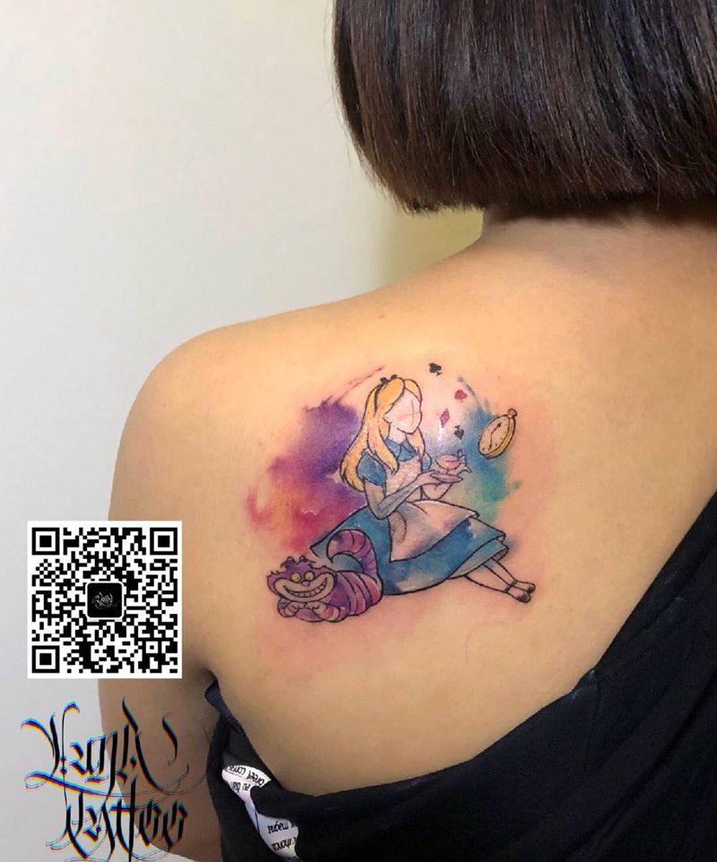 水彩爱丽丝纹身图片