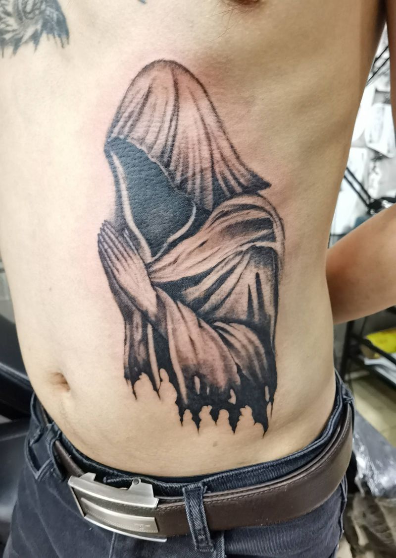 暗黑--死神纹身图片_腰部纹身图案