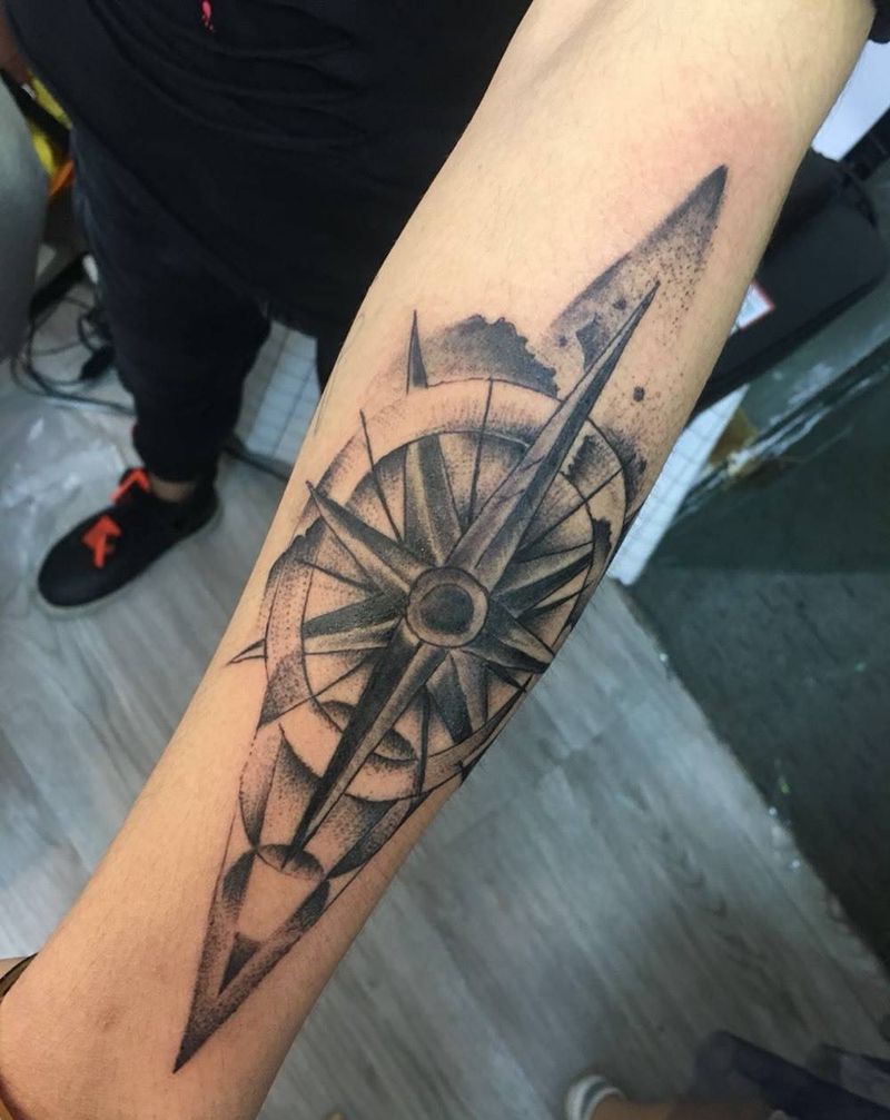 指南针纹身图片