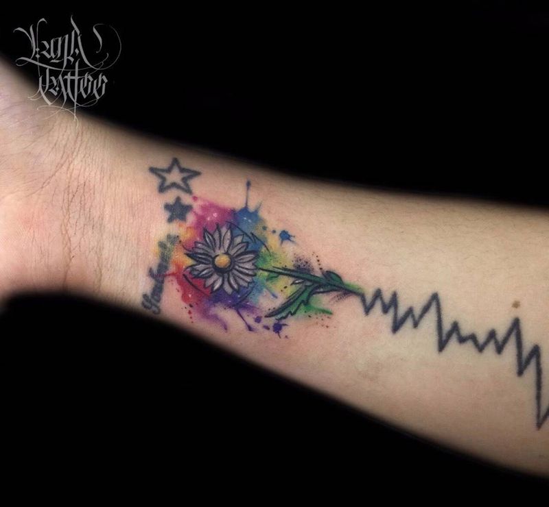 水彩小花纹身图片