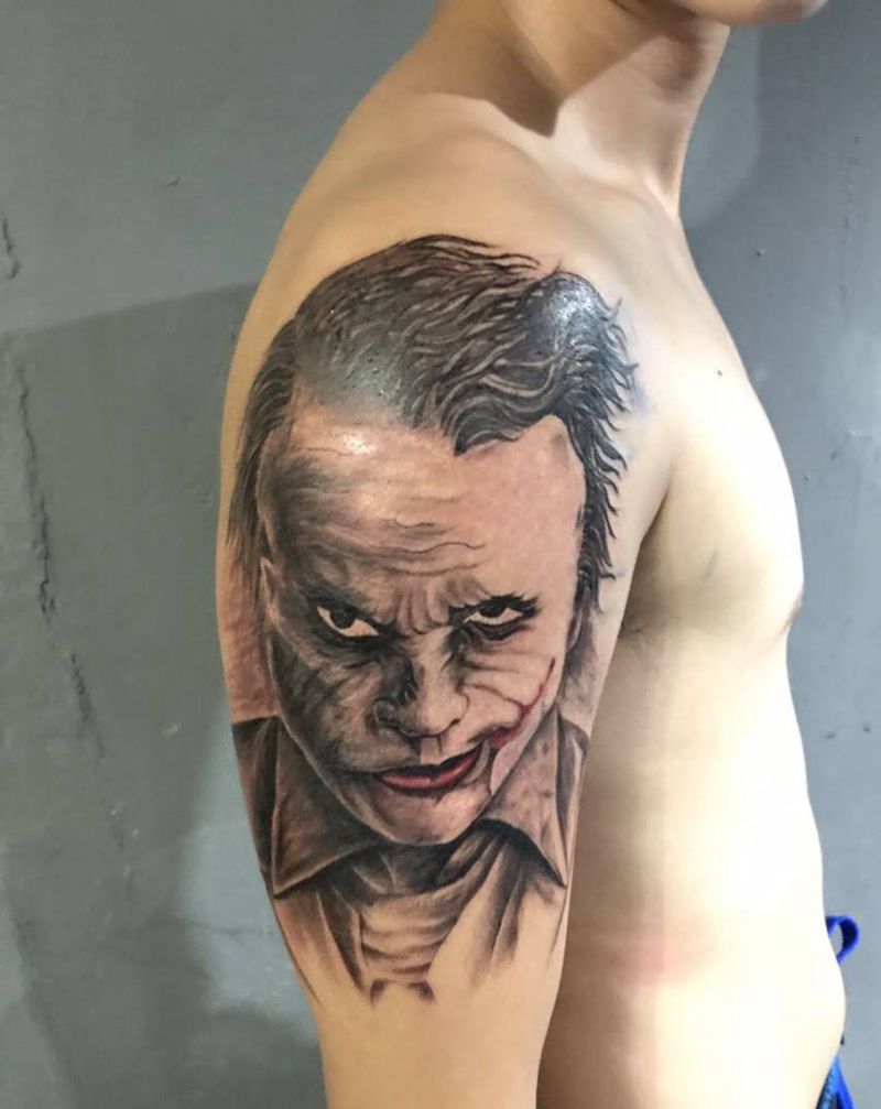 小丑纹身图片_成品手臂手部欧美人物肖像纹身图案