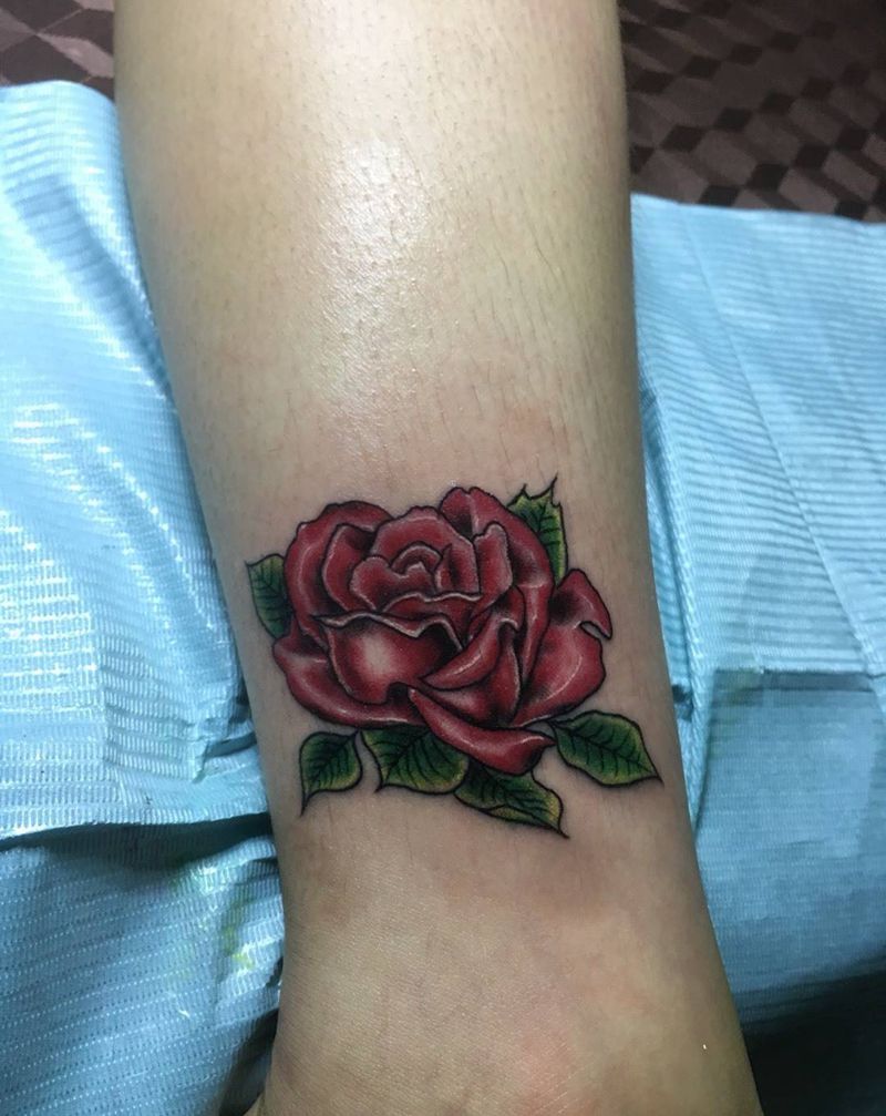 玫瑰花。纹身图片