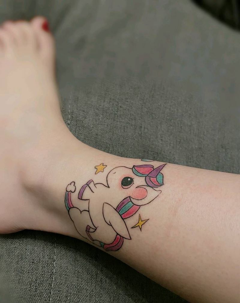 独角兽纹身图片_水彩纹身图案