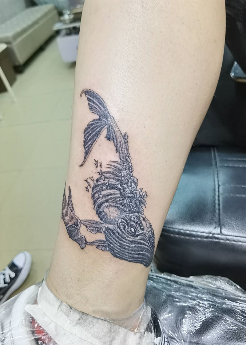 客人自带图纹身图片_腿部纹身图案