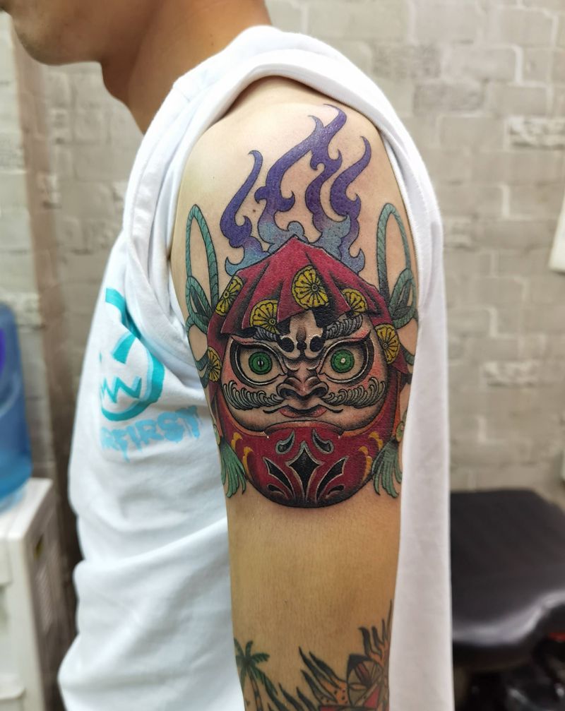 达摩蛋纹身图片_手臂纹身图案