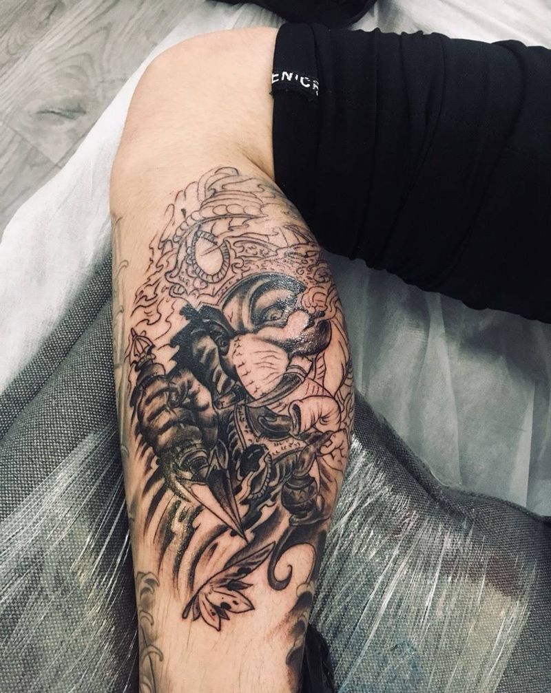 象神未完纹身图片