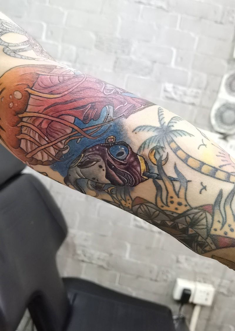 拼接纹身图片_手臂New School纹身图案