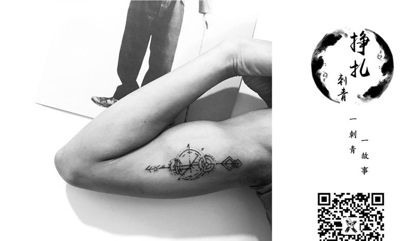 人生纹身图片_手臂手部几何新传统纹身图案