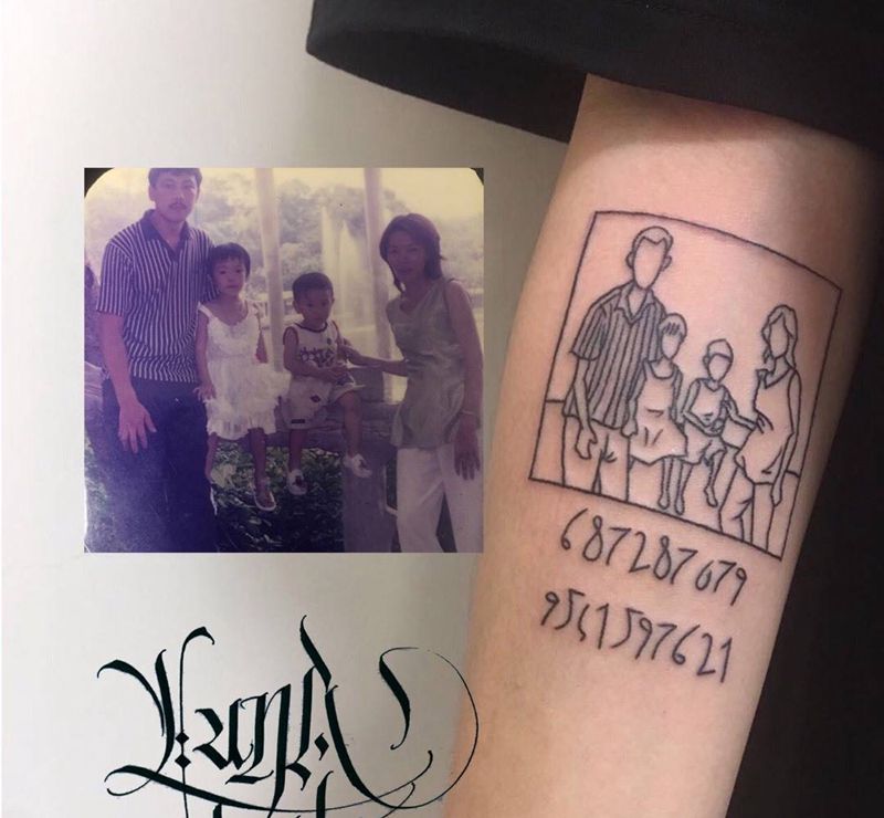 线条速写纹身图片