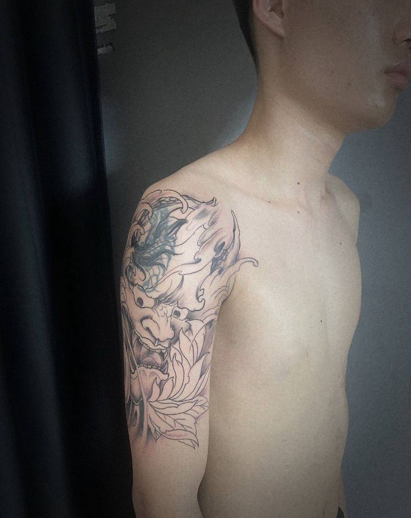 般若遮盖纹身图片_手部手臂新传统纹身图案