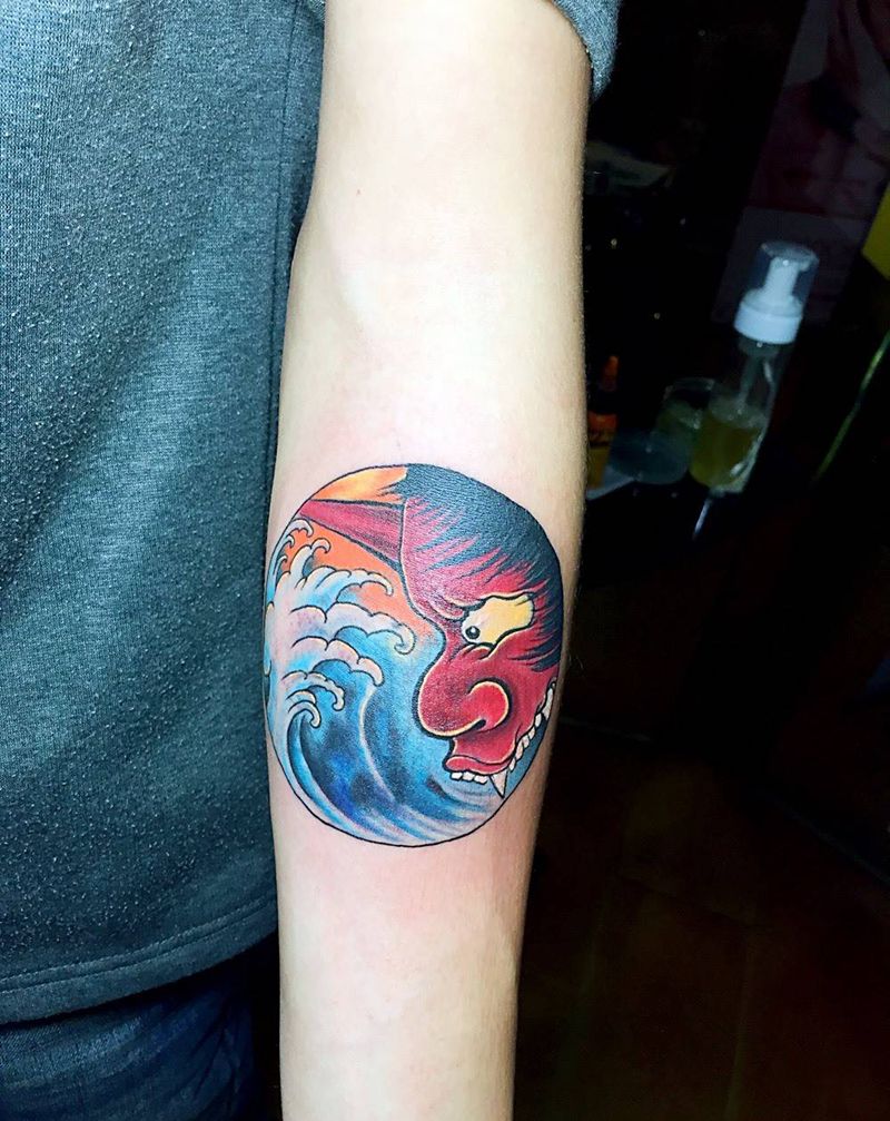 覆盖失败纹身纹身图片_成品手臂传统人物鬼神原创纹身图案