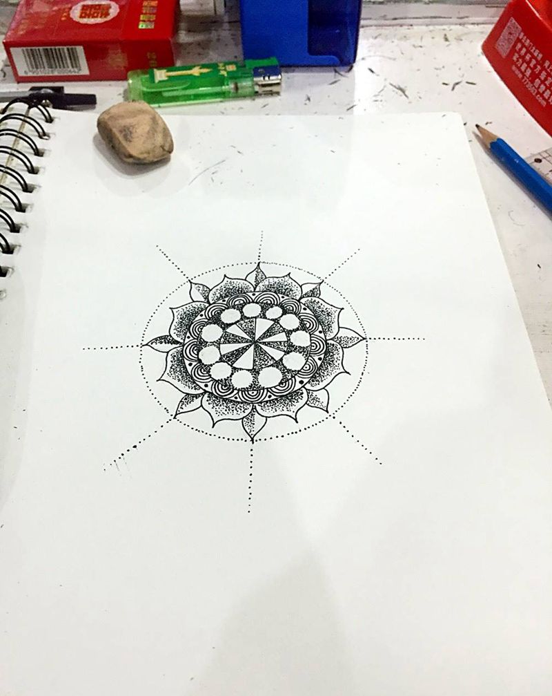 点刺，点刺⋯点点点点刺纹身图片_手稿清新几何图腾纹身图案