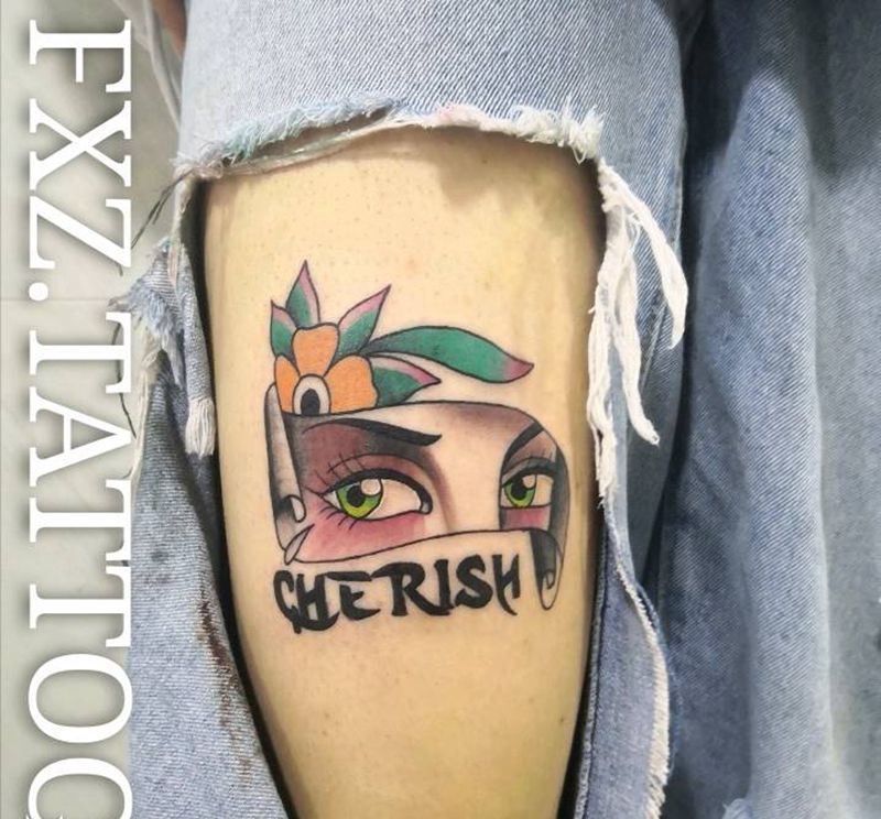 Newschool纹身图片_腿部New School纹身图案