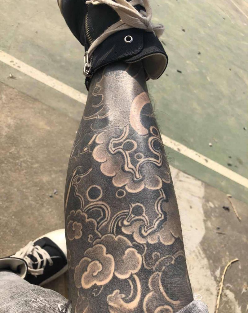 老传统纹身图片_腿部老传统纹身图案