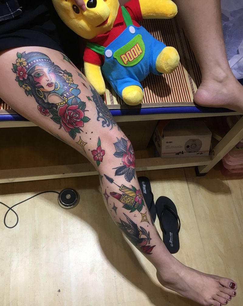 oldschool（原相机拍摄纹身图片_脚部纹身图案