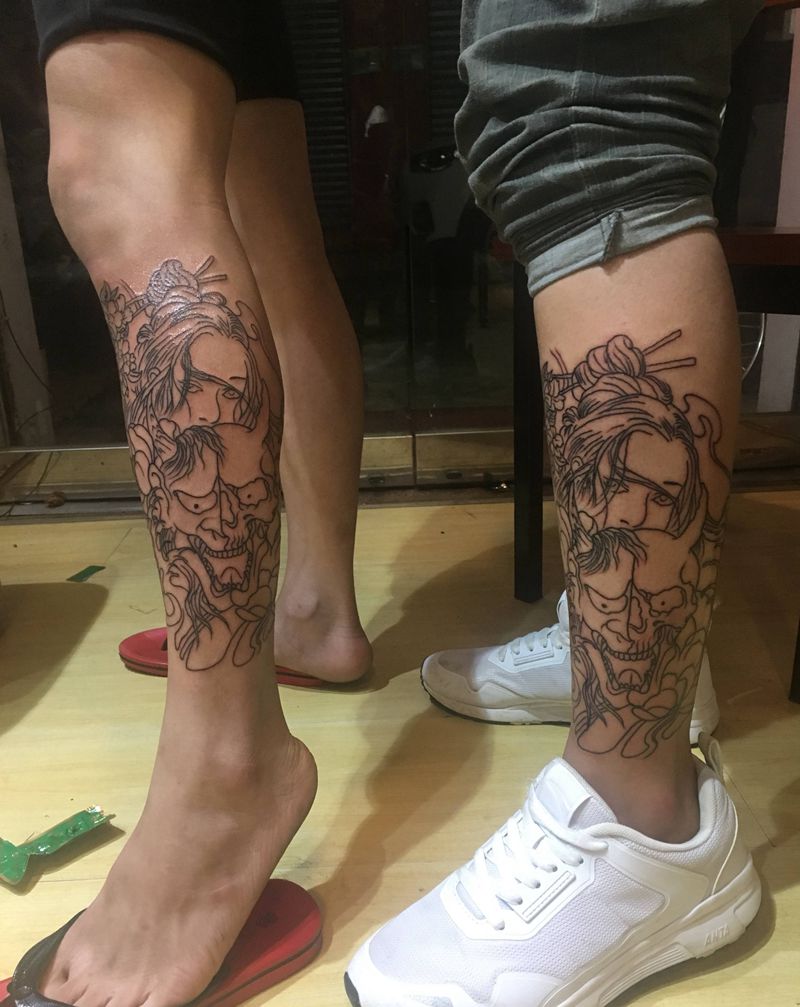 艺伎（原相机，无美颜）纹身图片_脚部纹身图案