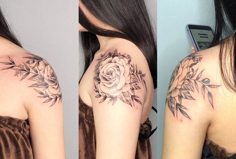 素花纹身图片_点刺纹身图案