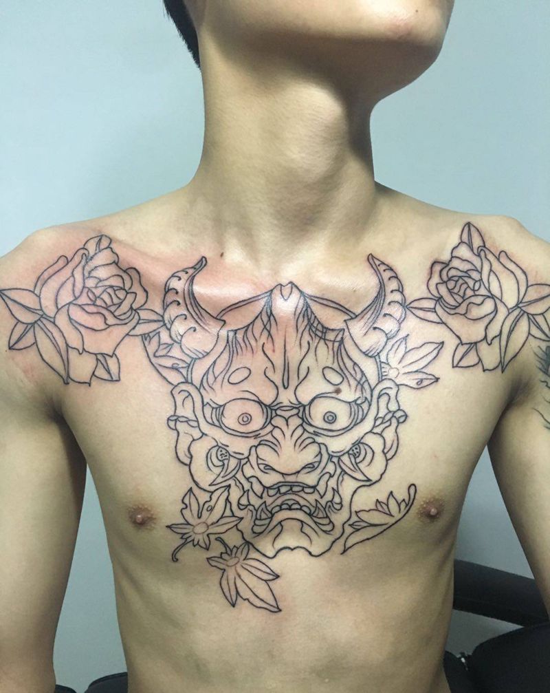 花胸（原相机，无美颜）纹身图片_胸部纹身图案