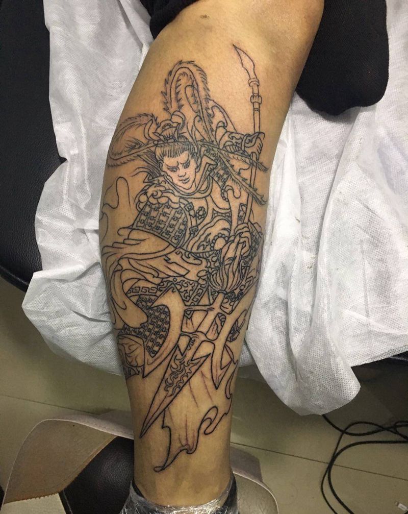 吕布（原相机，无美颜）纹身图片_腿部纹身图案