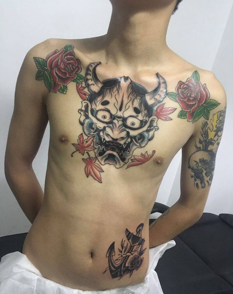 花胸（原相机，无美颜）纹身图片_胸部纹身图案