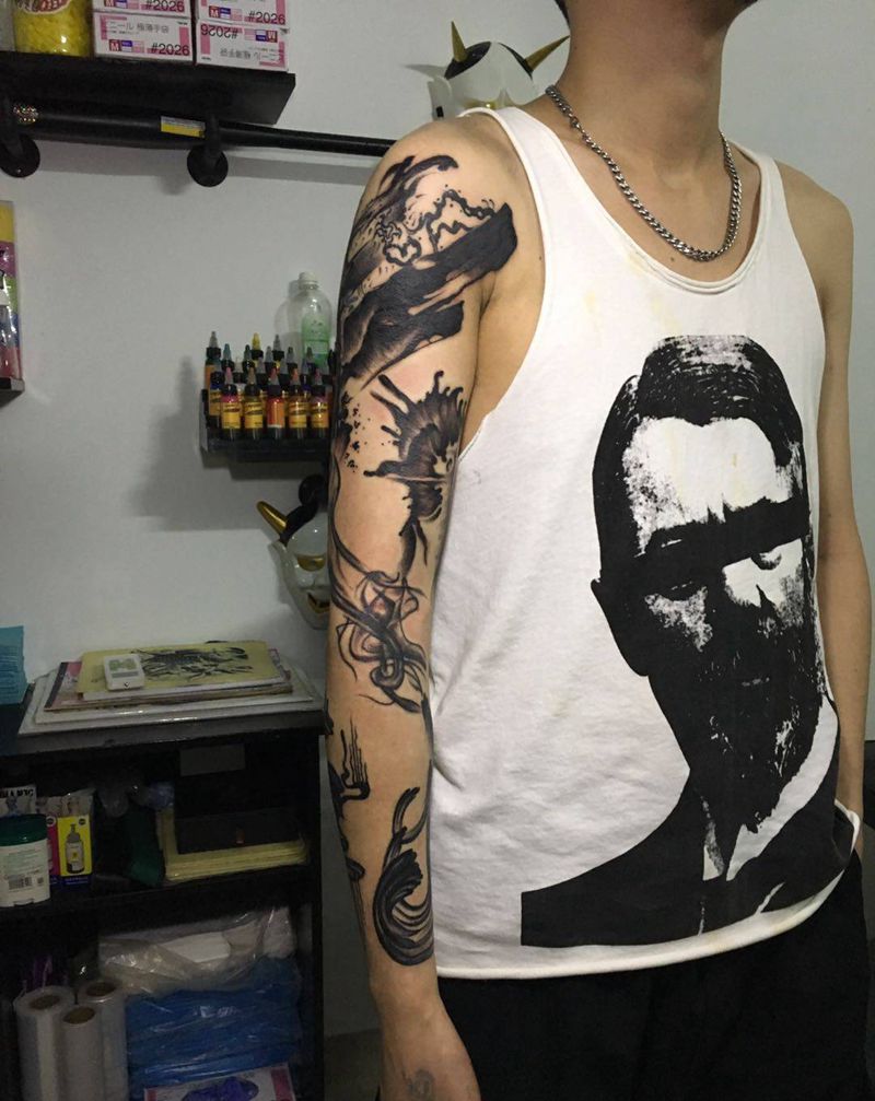 花臂（原相机，无美颜）纹身图片_手臂纹身图案