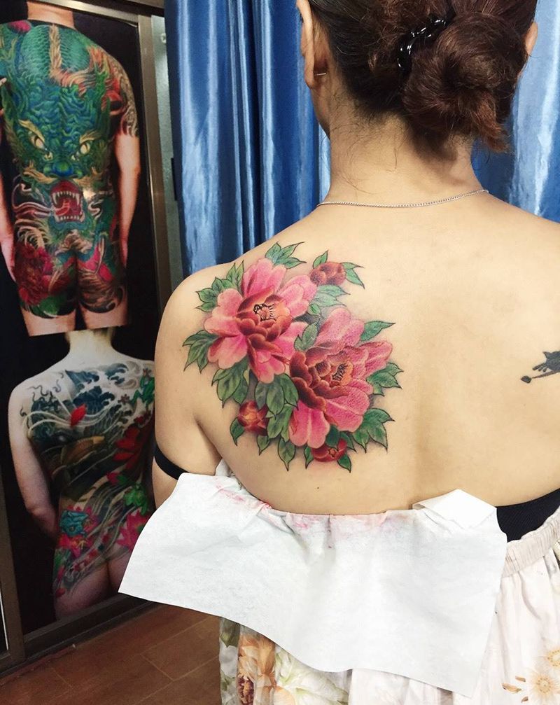 牡丹花纹身图片