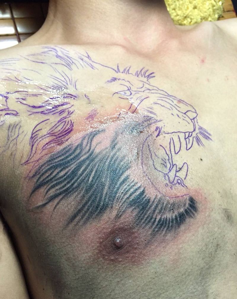 狮子头纹身图片