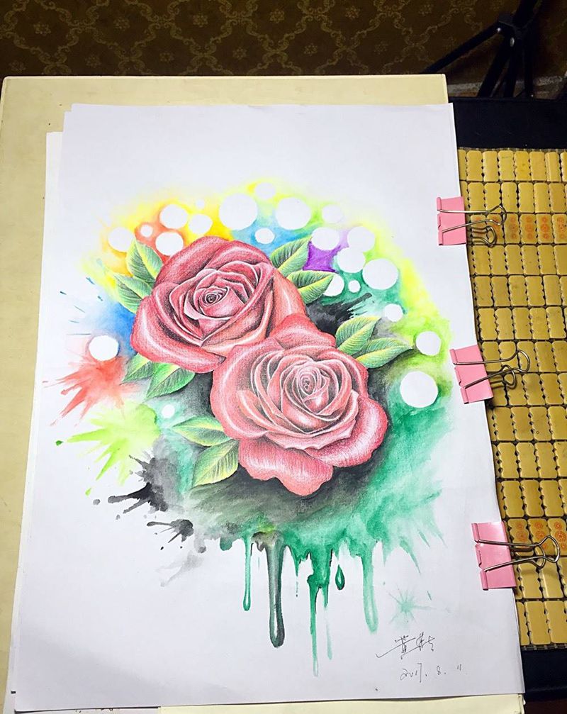 你好色彩！纹身图片_手稿清新写实植物原创纹身图案