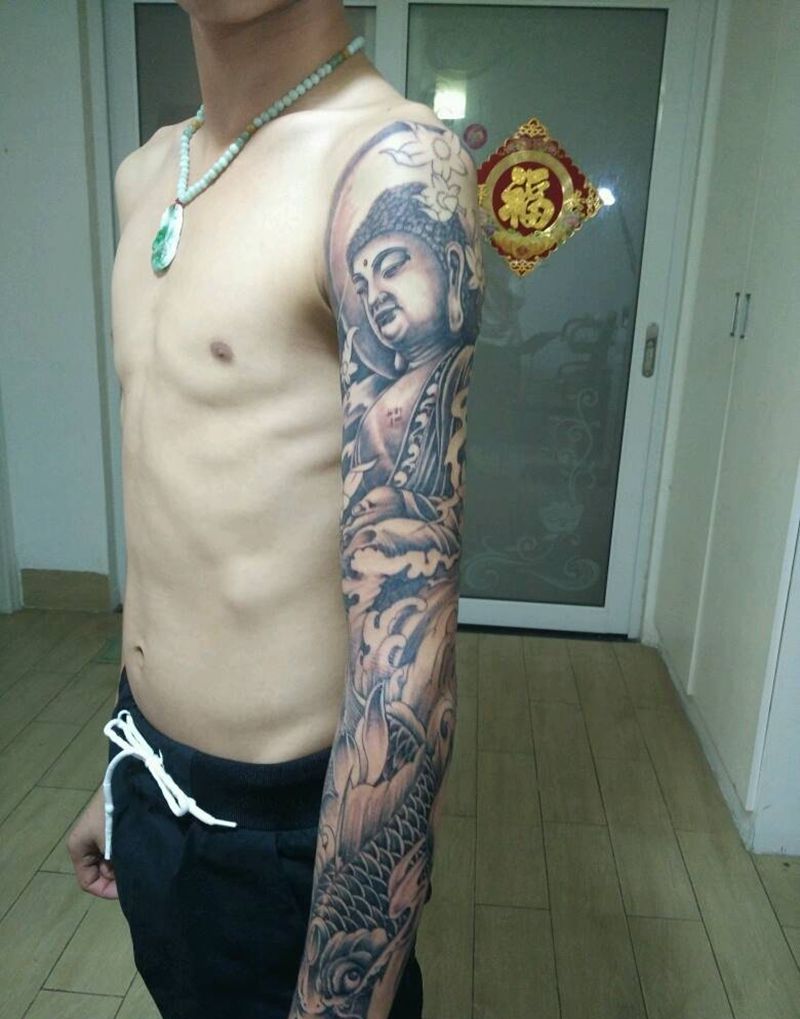 求佛纹身图片_肩部手臂手部传统习俗人物宗教成品纹身图案