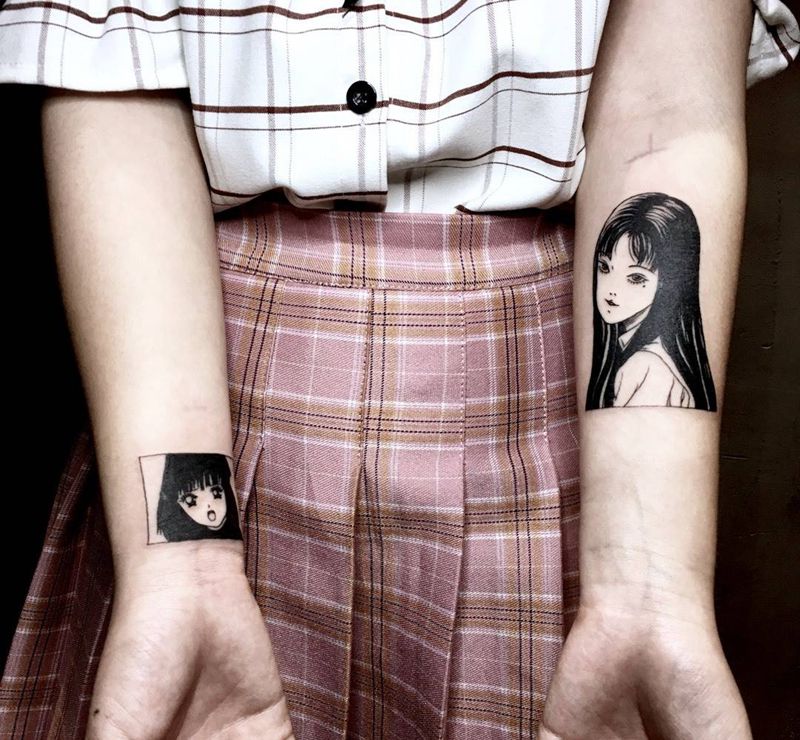 川上富江纹身图片_手部漫画暗黑动漫纹身图案