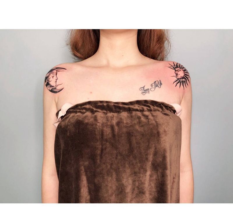 太阳月亮纹身图片