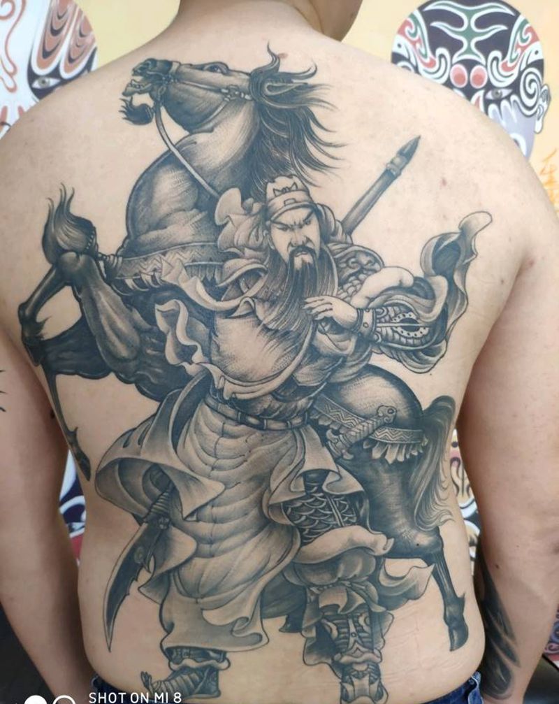 关公  恢复一年后纹身图片_背部新传统纹身图案