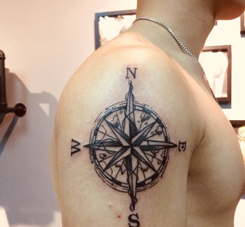 指南针纹身图片