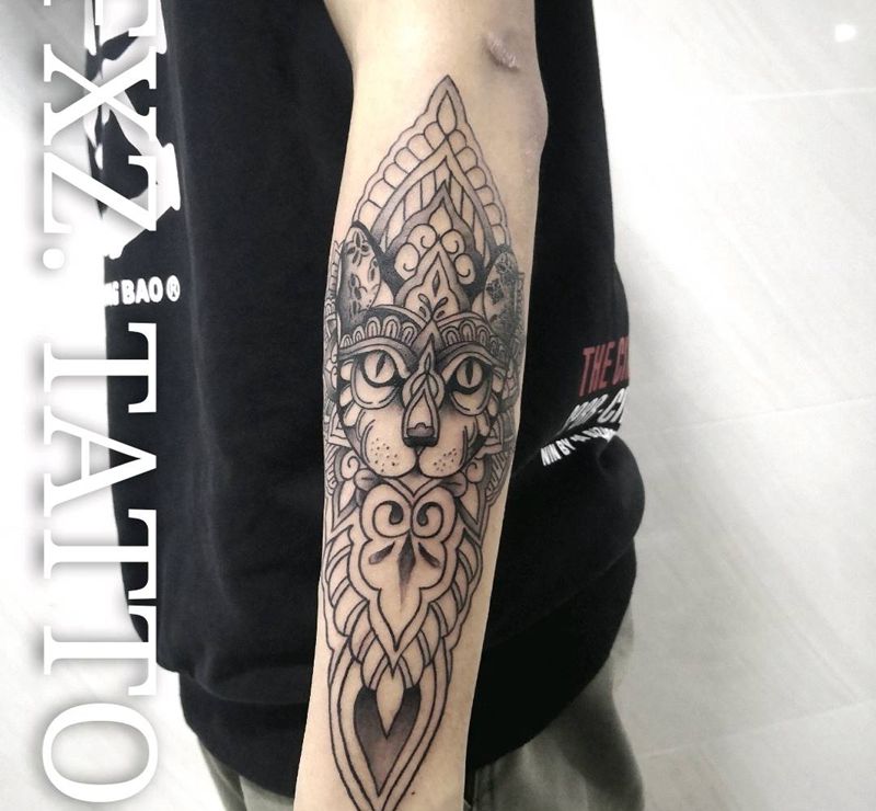 线条纹身图片_手臂几何纹身图案