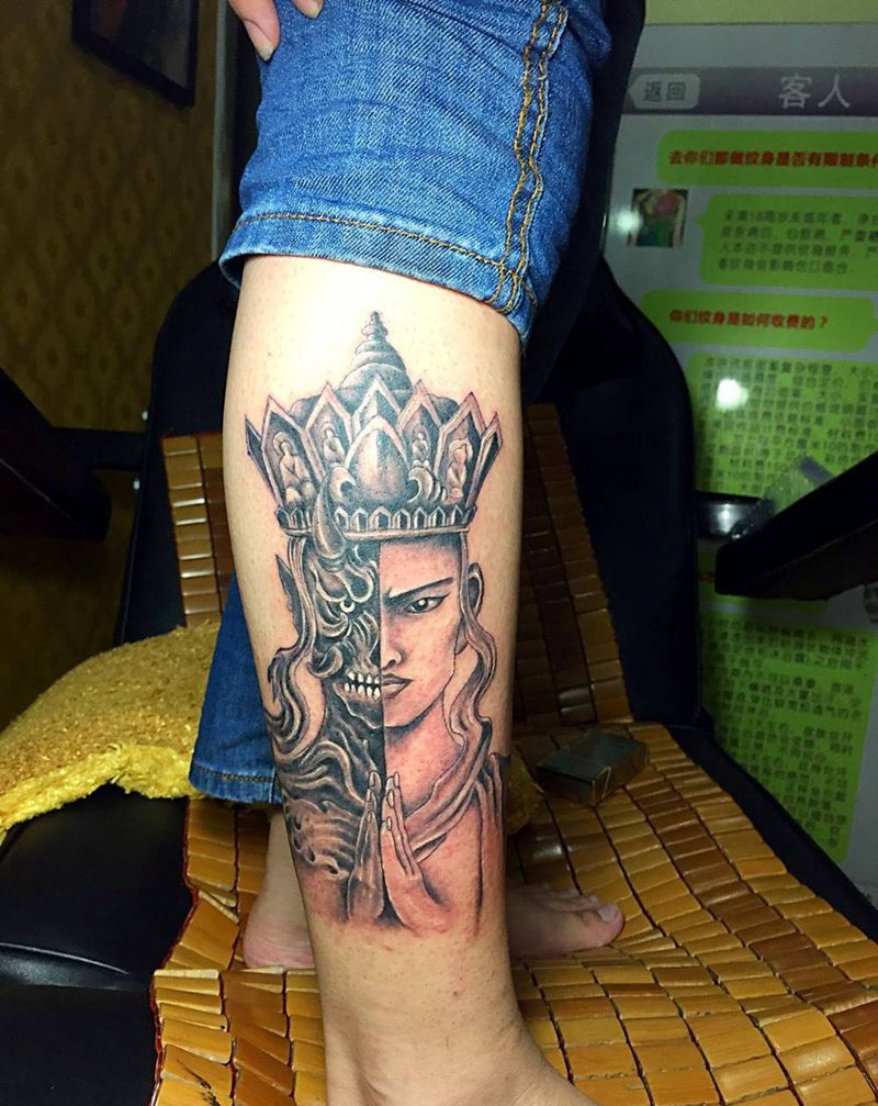 一念佛一念魔纹身图片