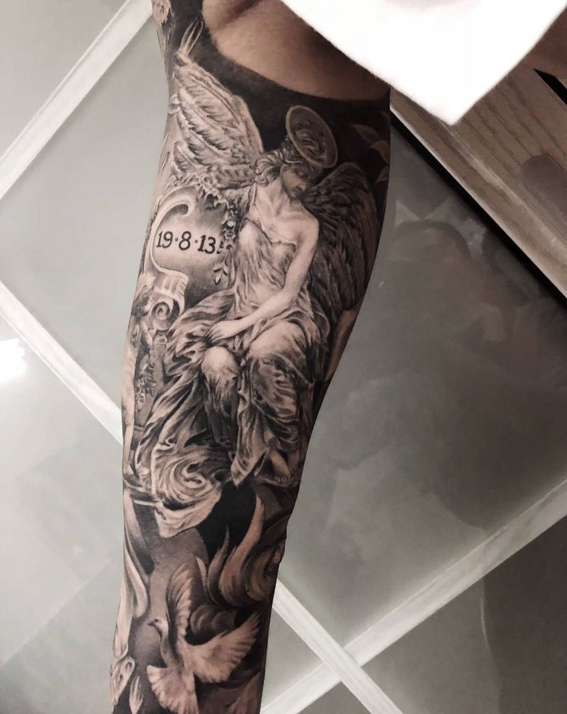 花臂纹身图片_手臂手部欧美写实纹身图案