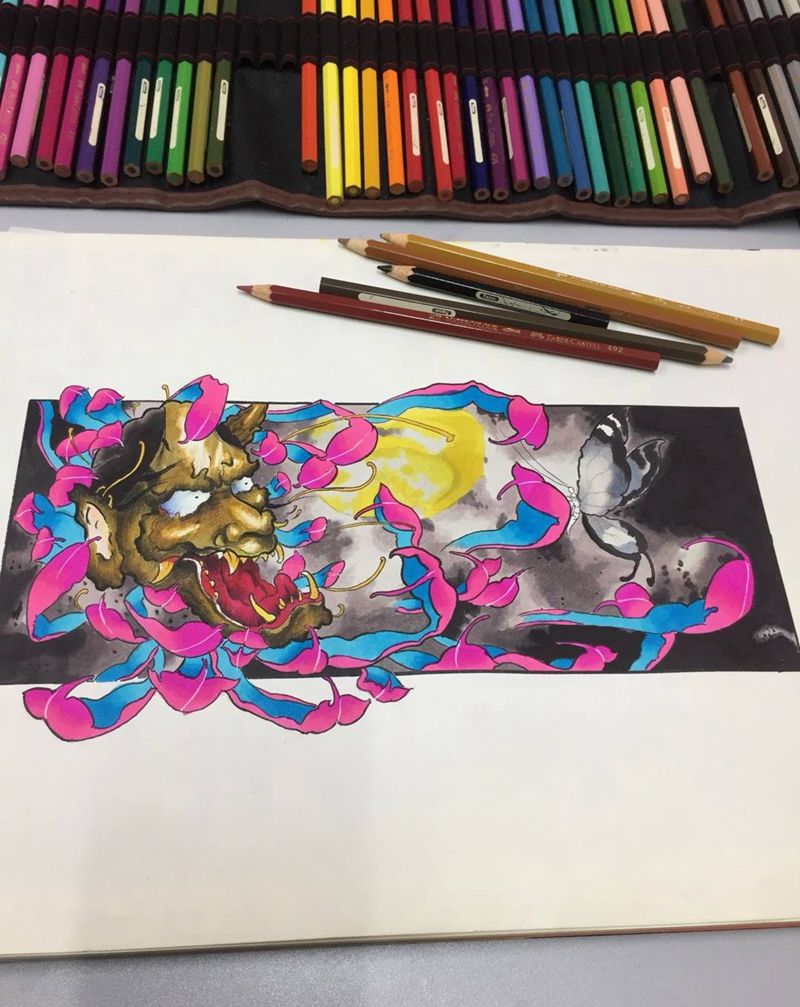 本人亲手绘画的手稿纹身图片