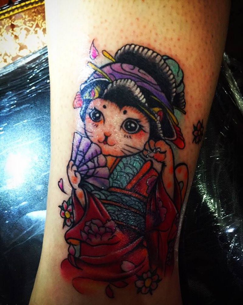 猫咪遮盖纹身图片