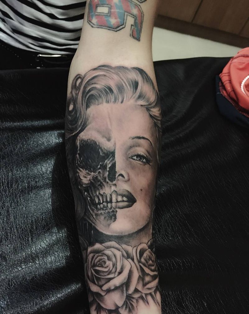 最近做的纹身图片_肖像欧美手部人物写实手臂纹身图案