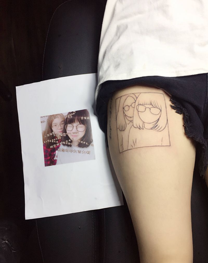 小清新纹身图片_插画背部字符清新纹身图案