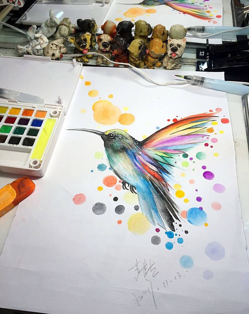 今日手稿喜欢的可约纹身图片_手稿清新国画动物纹身图案