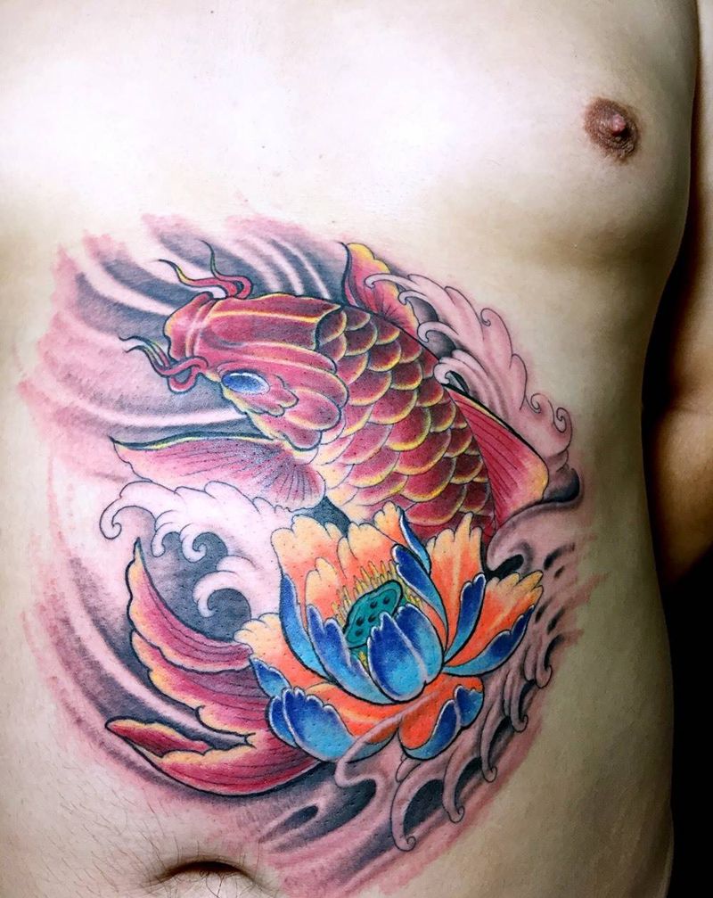 鲤鱼纹身图片_成品传统动物纹身图案