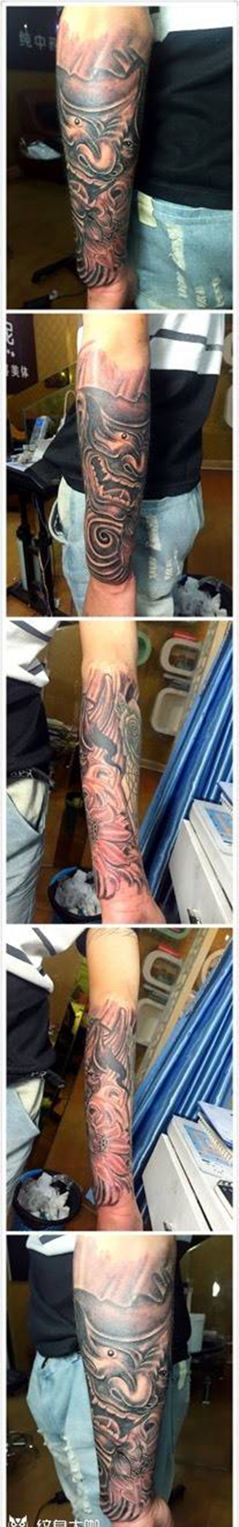 般若五分䄂纹身图片_插画手部传统鬼神纹身图案