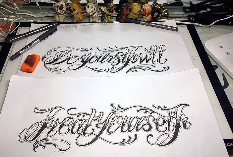 帮顾客设计的手稿纹身图片